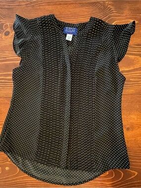 Simply Styled Petite Navy Polka Dot Pleated Flutter Sleeve Blouse XSP